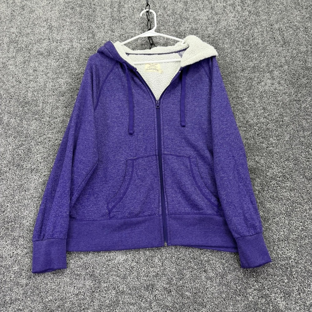 Faded Glory Hoodie Girls XL 16-18 Purple Sherpa Fleece Full Zip Winter Casual